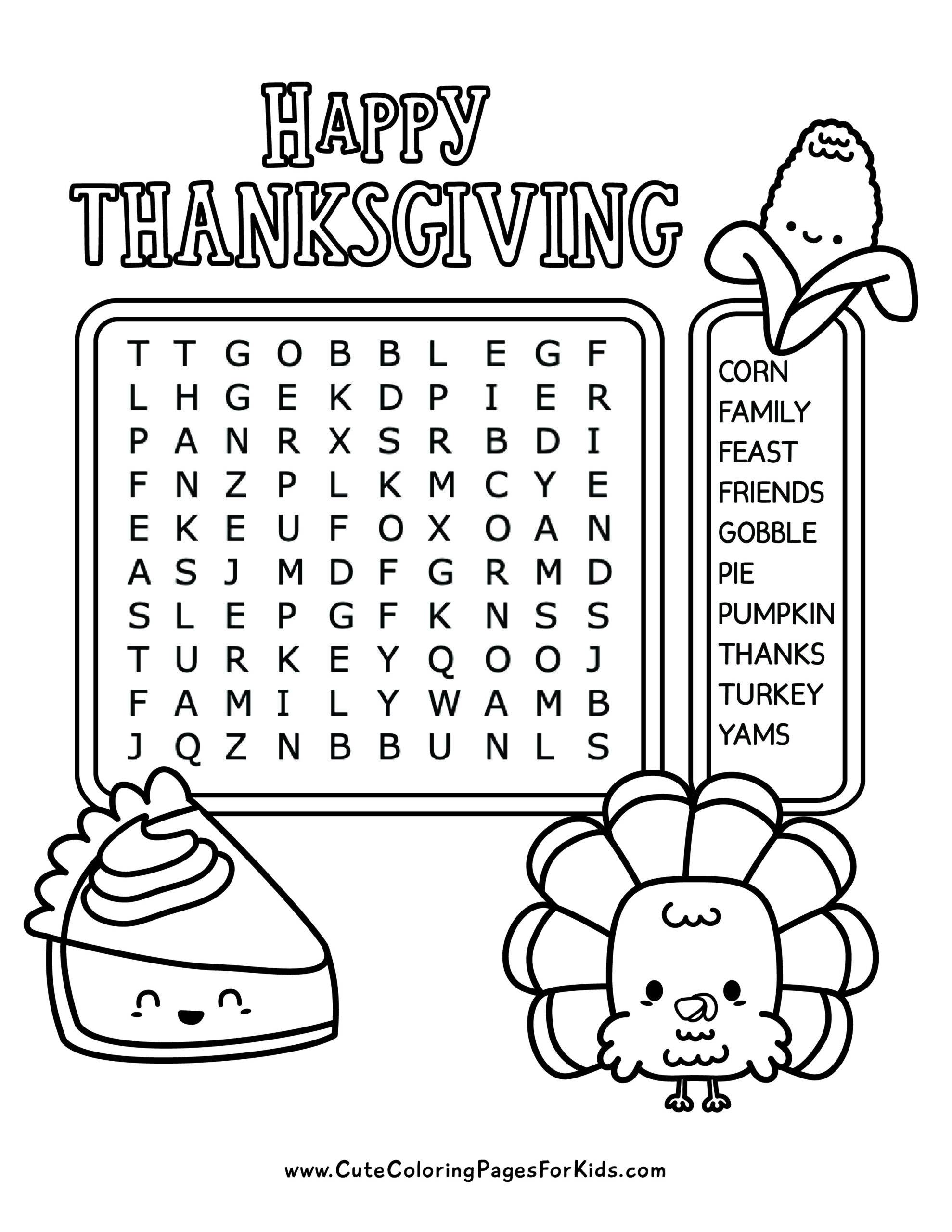 printable thanksgiving word puzzles