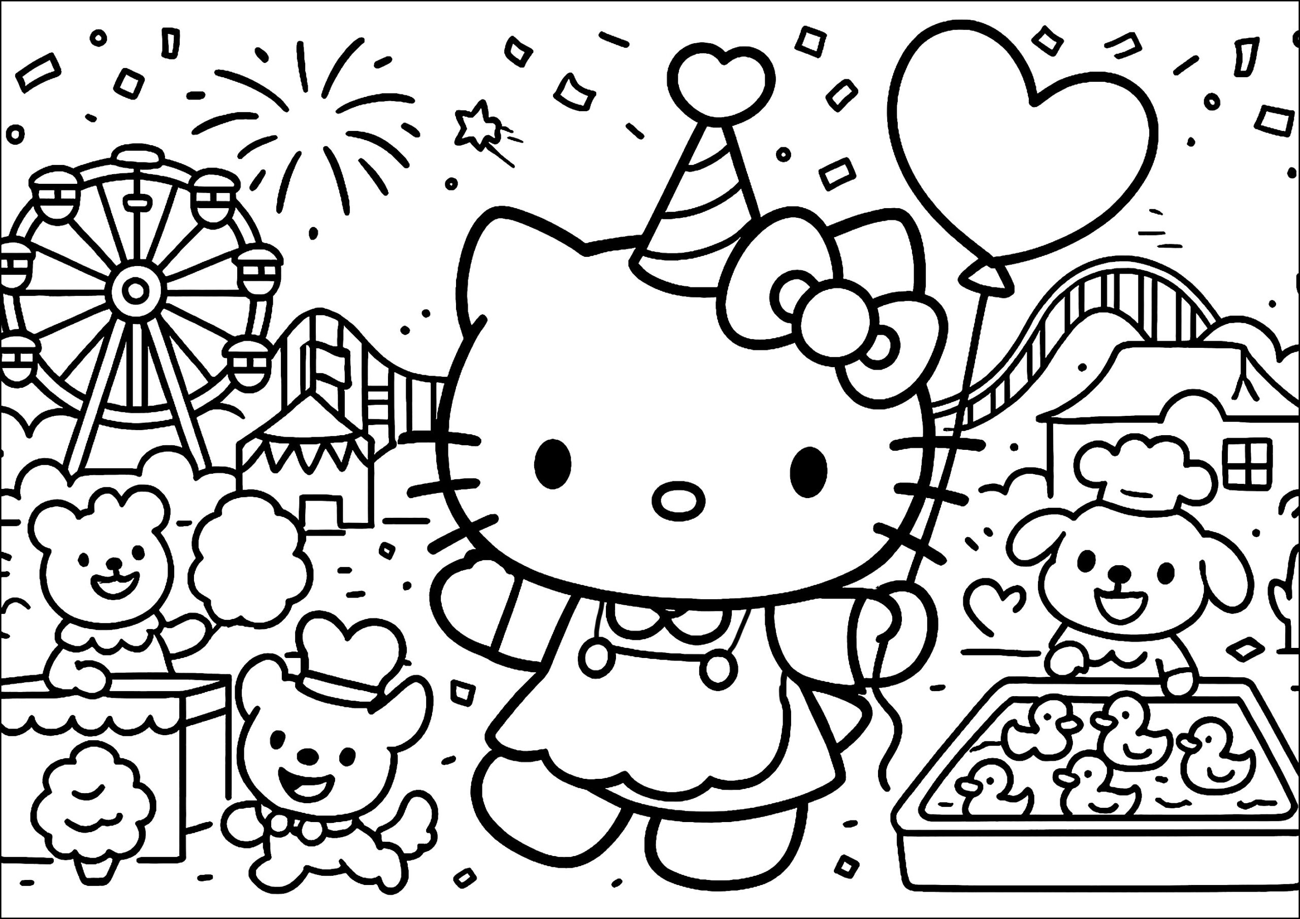The Amusement Park Hello Kitty Coloring Pages