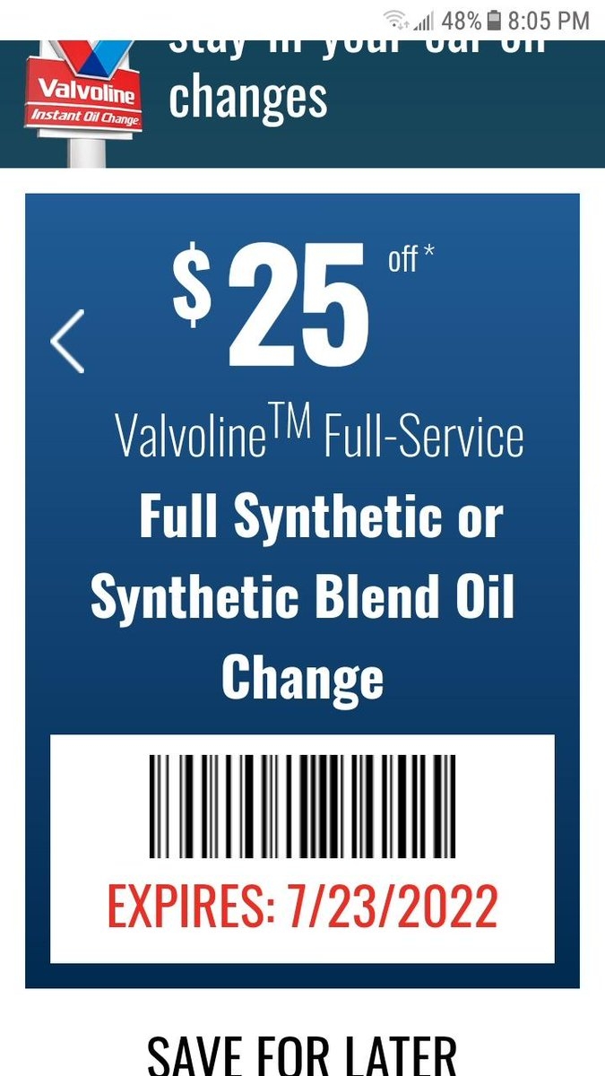 Valvoline Oil Change Coupon 25 Off August 2022 vioccoupons Posts X