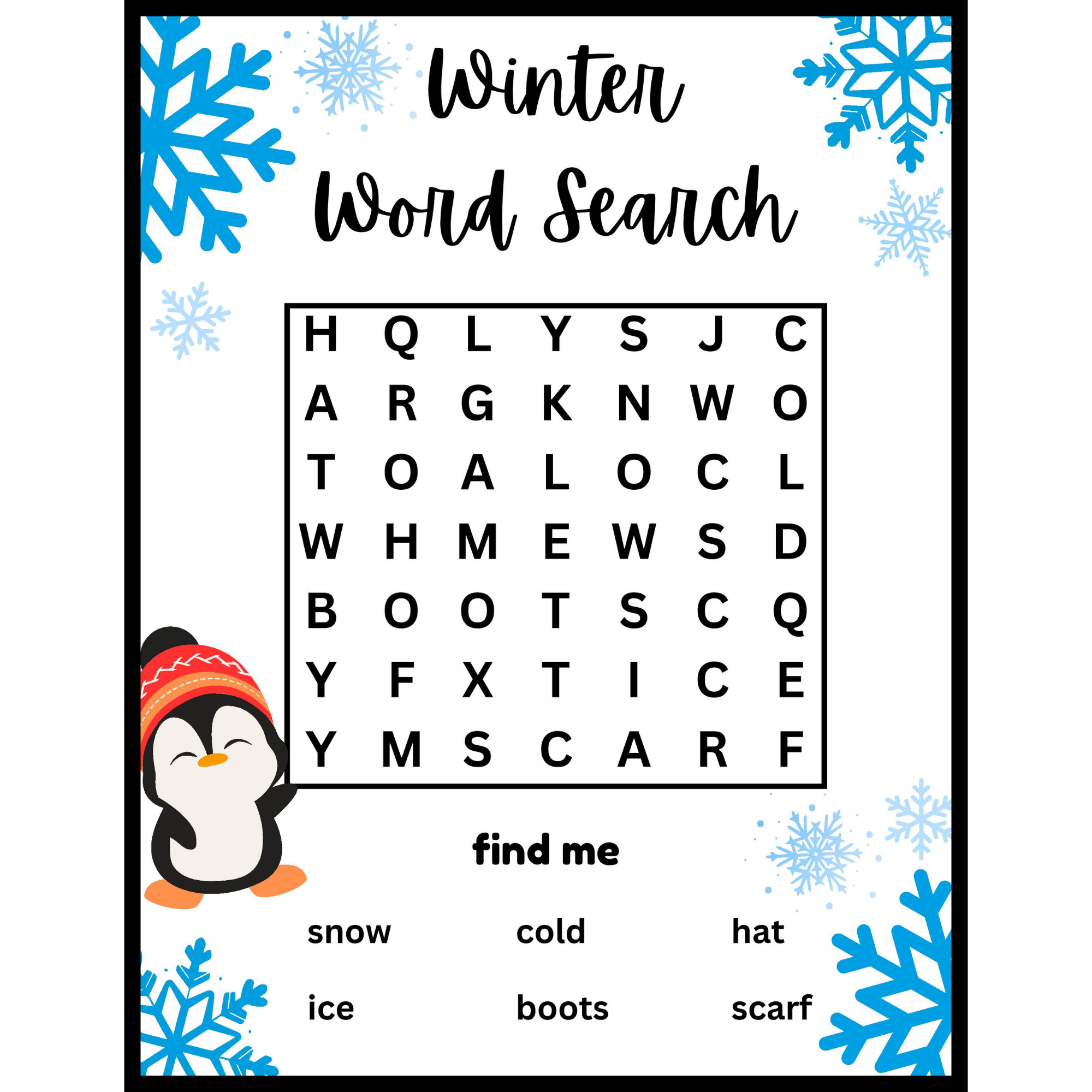 Winter Christmas Word Search Activity For Preschool Kindergarten Made By Teachers